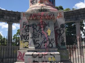 Jefferson Davis Plinth following the removal of the statue, Richmond, Va.