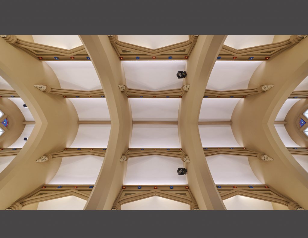 Photo of ceiling at Bicentennial Hall at Virginia Theological Seminary.