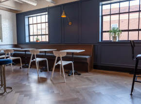 Office with Blue Walls and wood floor in Blacksburg VA