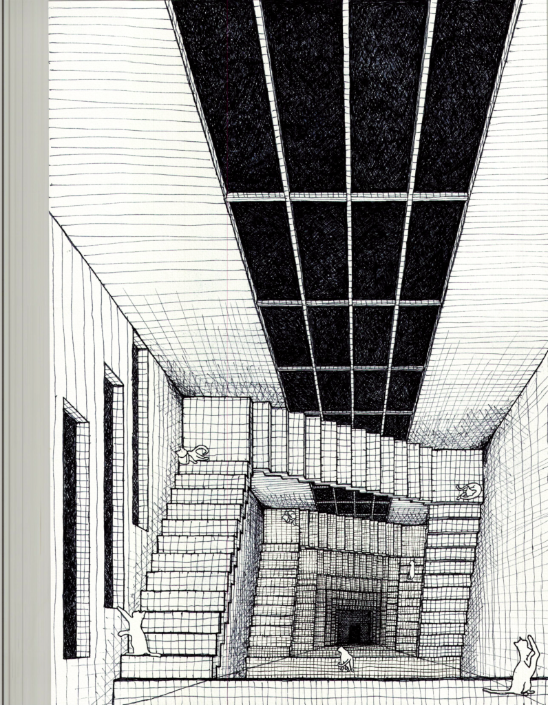 Staircases sketch by Marium Rahman Assoc. AIA