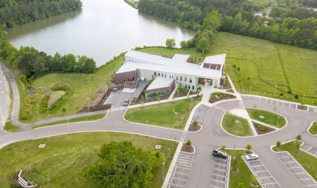 Arial shot of Parks and Recreation Administration Building campus