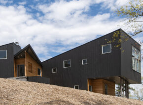 photograph of the exterior of Reader & Swartz's award winning Crooked Bow Tie House