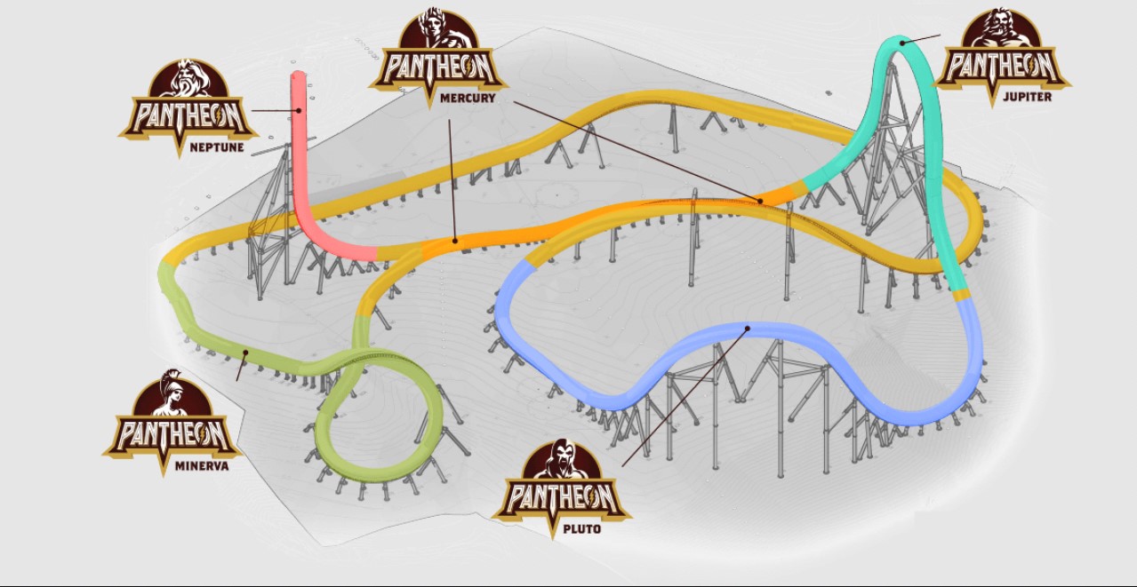 multicolored graphic of roller coaster