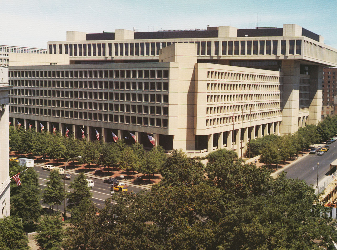 An oblique view of the J. Edgar Hoover Building in Washington, DC.